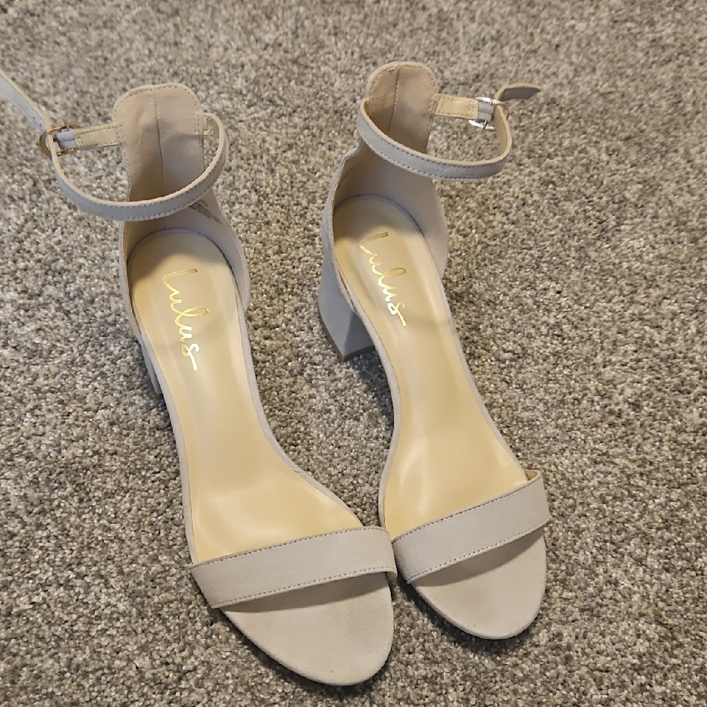 Lulu's Grey Ankle Strap Heels